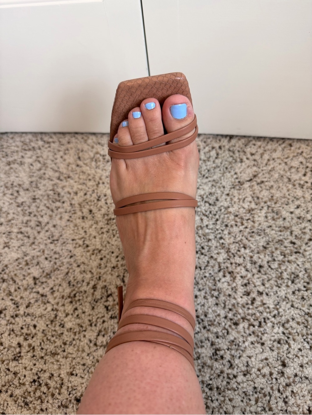 Dolce Vita Tan Strappy Square-Toe Wrap Heel